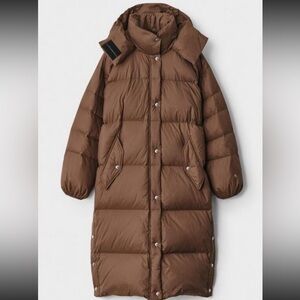 Rag and Bone Joelle Quilted Shell Hooded Down Coat Brown